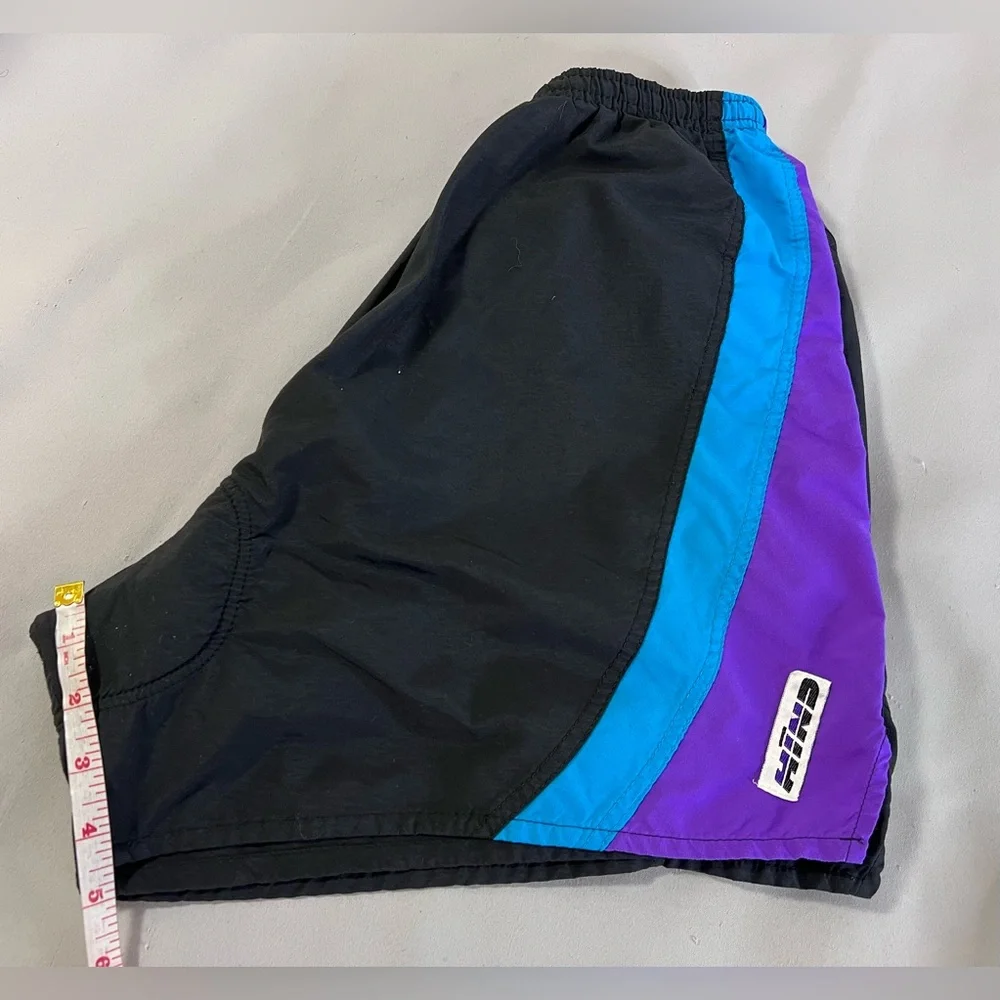 Vintage HIND Men’s Shorts Black‎ Purple Sz X-Large Nylon Made USA